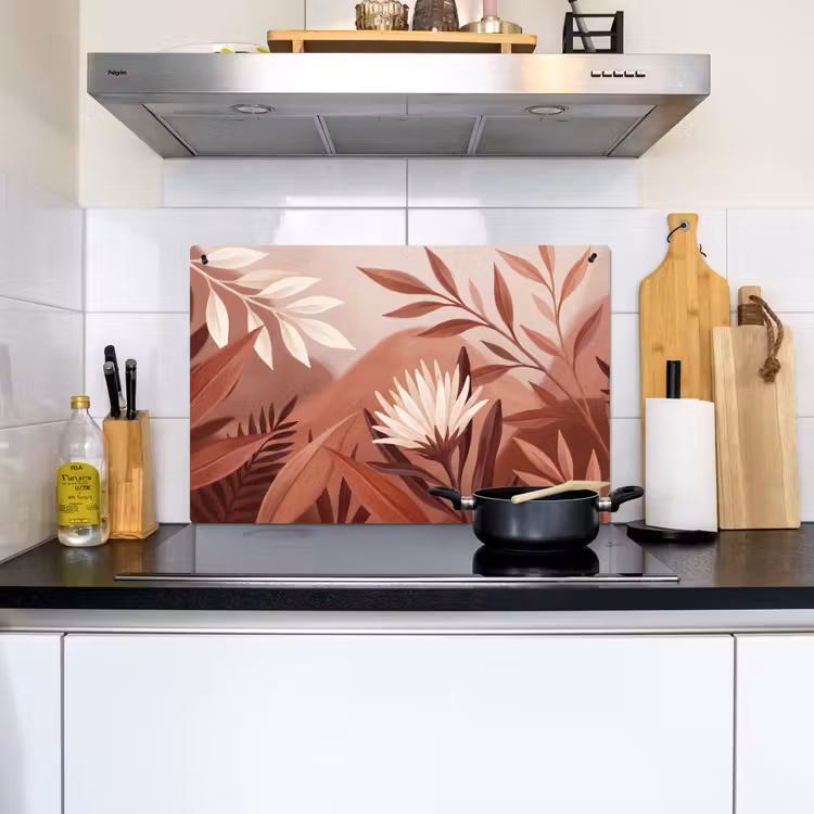 Planten - Bladeren - Botanisch - Modern - Bruin Inductie beschemer met haakjes klein -sfeer2