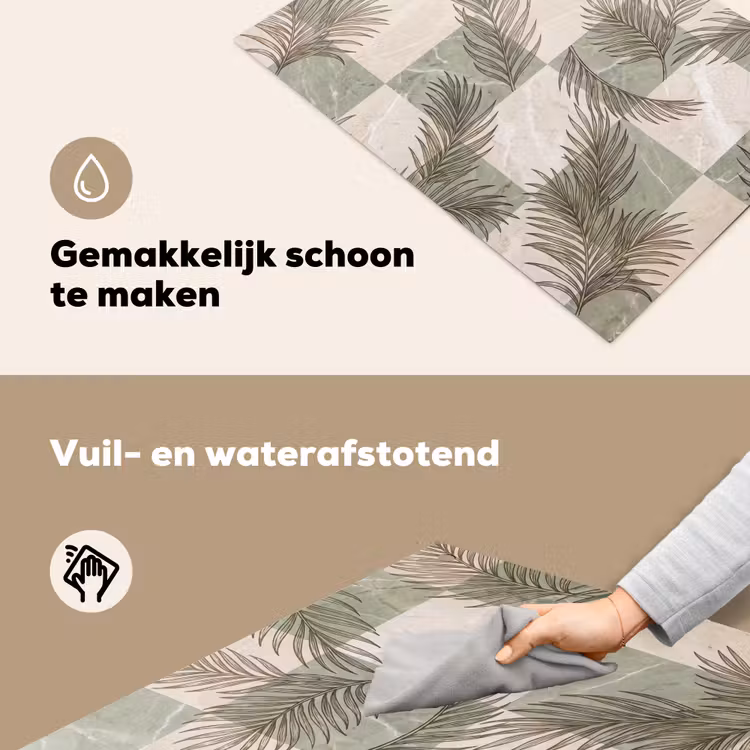 Planten - Bladeren - Marmer - Modern - Groen Inductie beschemer met haakjes klein -ky-schoon-nl