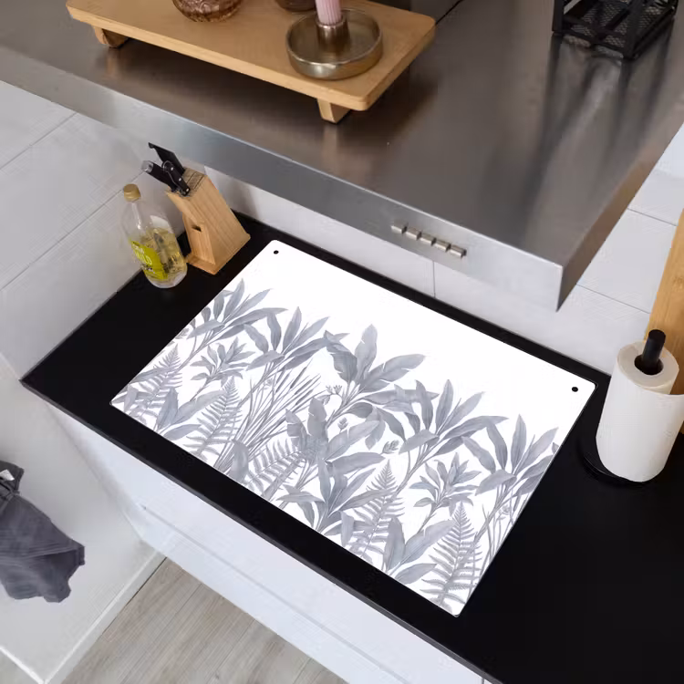 Planten - Bladeren - Natuur - Grijs Inductie beschemer met haakjes klein -sfeer1