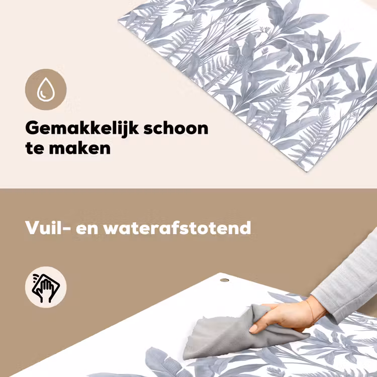 Planten - Bladeren - Natuur - Grijs Inductie beschemer met haakjes klein -ky-schoon-nl