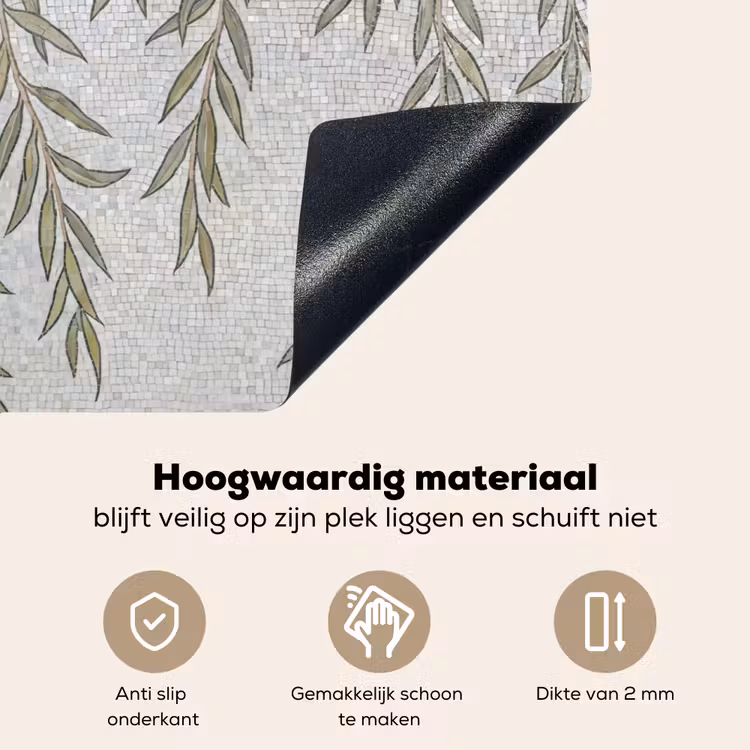 Planten - Mozaïek - Patroon - Groen - Blauw Inductie beschemer met haakjes klein -ky-onderkant-nl