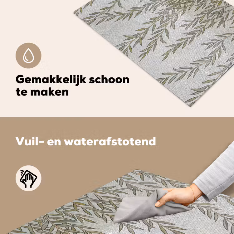 Planten - Mozaïek - Patroon - Groen - Blauw Inductie beschemer met haakjes klein -ky-schoon-nl