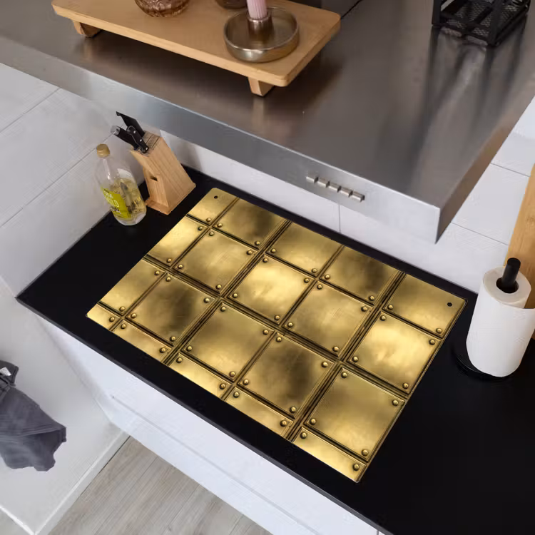 Platen - Industrieel - Stoer - Goud Inductie beschemer met haakjes klein 777 -sfeer1