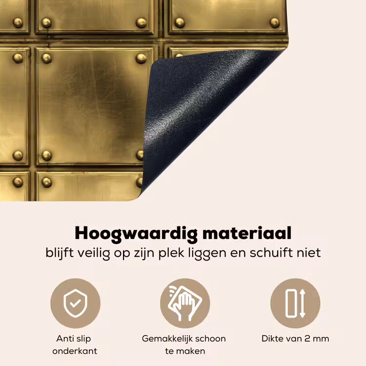 Platen - Industrieel - Stoer - Goud Inductie beschemer met haakjes klein 777 -ky-onderkant-nl