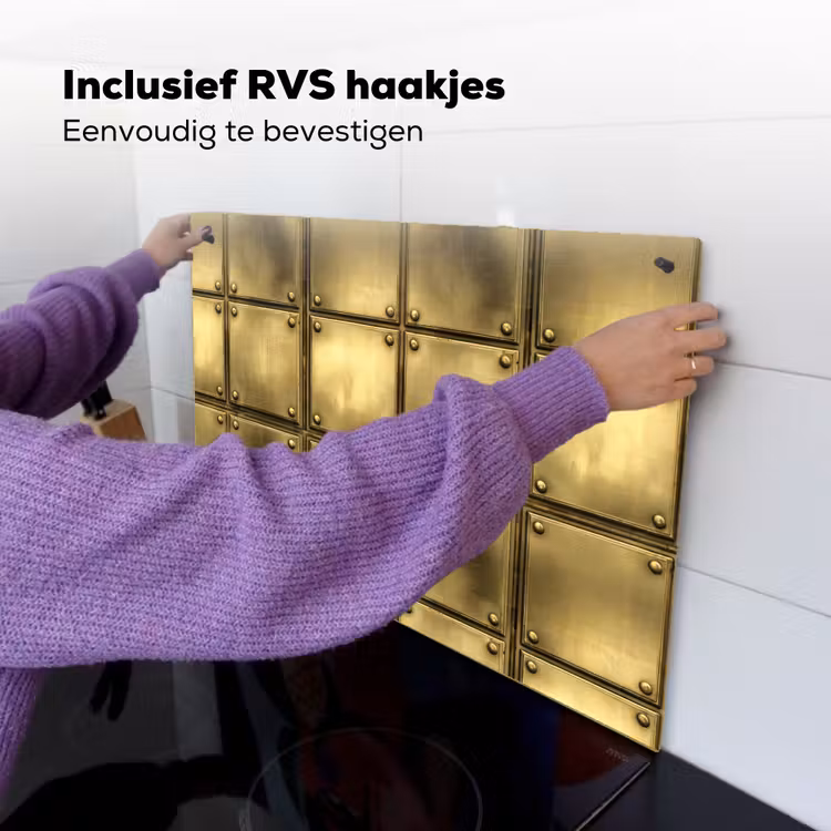Platen - Industrieel - Stoer - Goud Inductie beschemer met haakjes klein 777 -ky-ophangen-nl