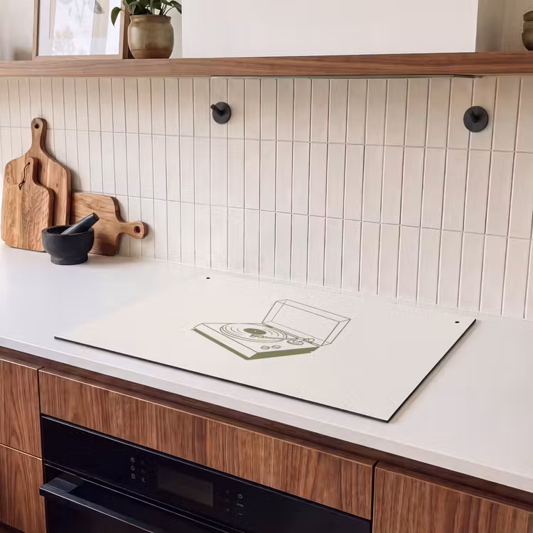 Platenspeler - Vinyl - Muziek - Minimalistisch - Groen Inductie beschemer met haakjes klein -sfeer1