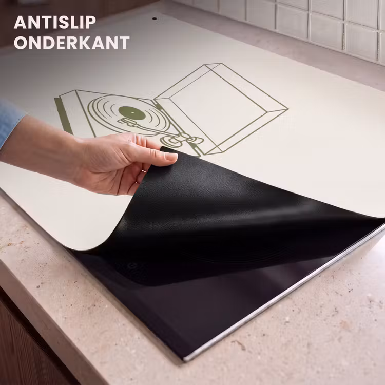 Platenspeler - Vinyl - Muziek - Minimalistisch - Groen Inductie beschemer met haakjes klein -ky-onderkant-nl