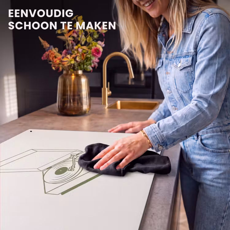 Platenspeler - Vinyl - Muziek - Minimalistisch - Groen Inductie beschemer met haakjes klein -ky-schoon-nl