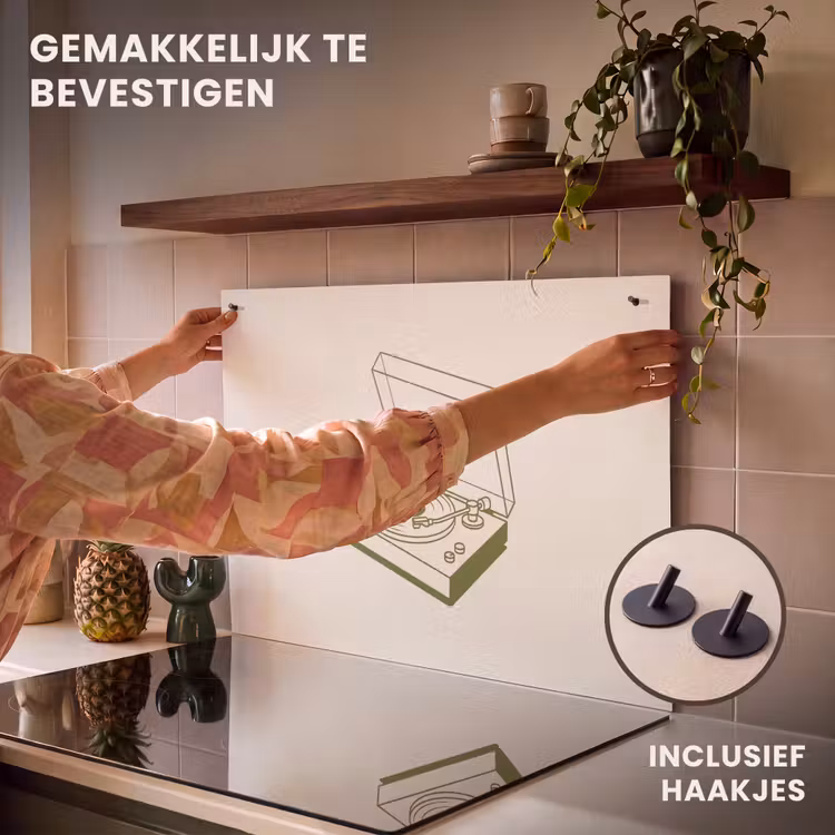 Platenspeler - Vinyl - Muziek - Minimalistisch - Groen Inductie beschemer met haakjes klein -ky-ophangen-nl