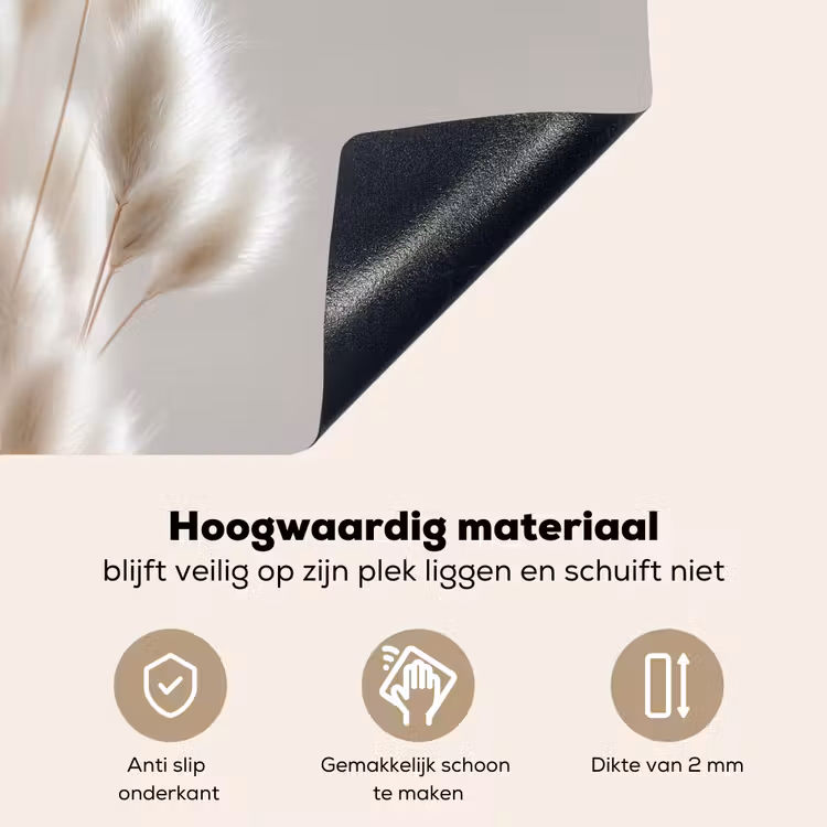 Pluimen - Beige - Minimalistisch Inductie beschemer met haakjes middel -ky-onderkant-nl