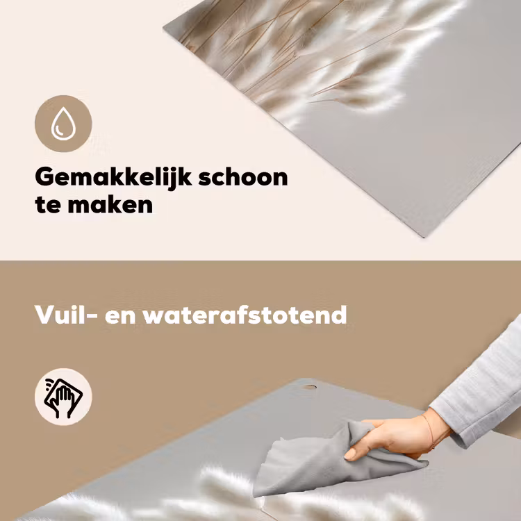 Pluimen - Beige - Minimalistisch Inductie beschemer met haakjes middel -ky-schoon-nl
