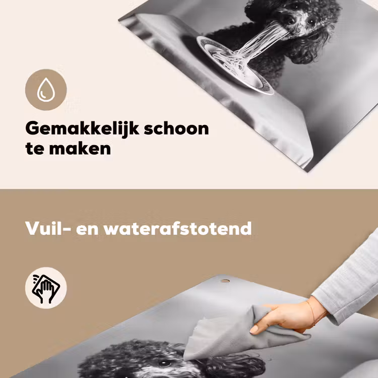 Poedel - Hond - Zwart - Wit - Schattig - Pasta Inductie beschemer met haakjes klein -ky-schoon-nl