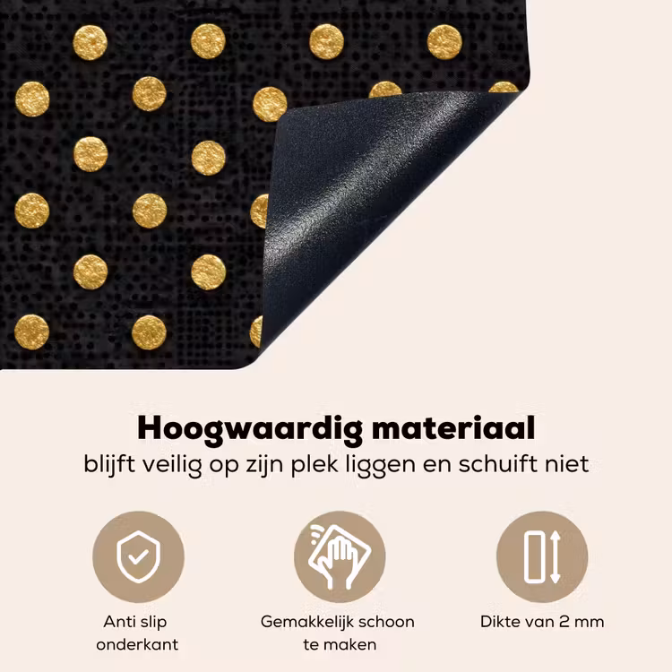 Polka Dot - Stippen - Goud - Zwart Inductie beschemer met haakjes klein 777 -ky-onderkant-nl