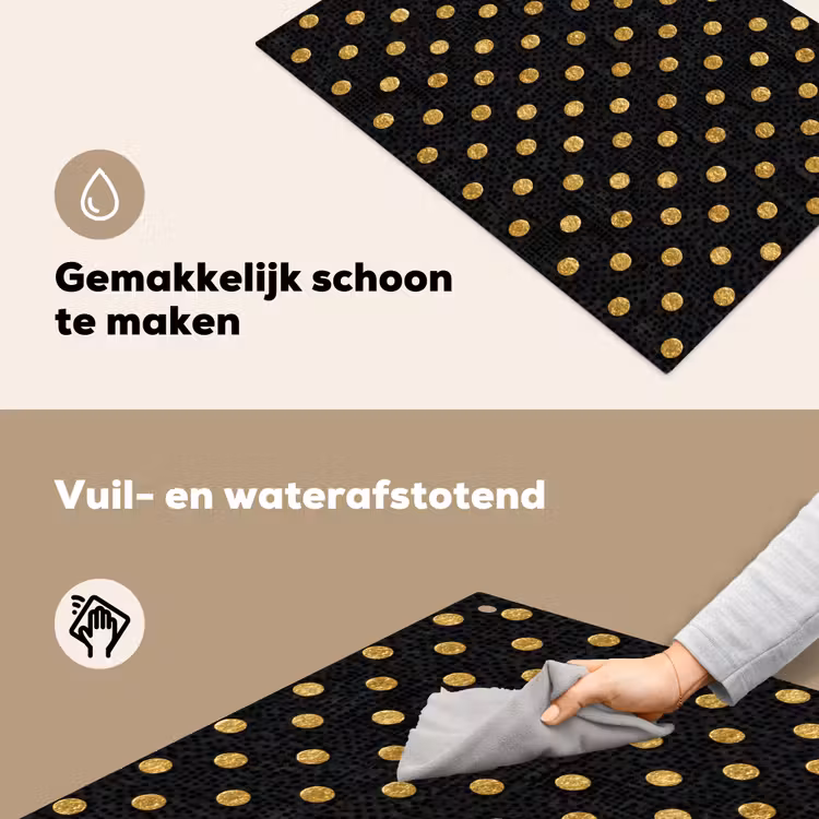 Polka Dot - Stippen - Goud - Zwart Inductie beschemer met haakjes klein 777 -ky-schoon-nl