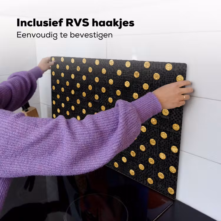 Polka Dot - Stippen - Goud - Zwart Inductie beschemer met haakjes klein 777 -ky-ophangen-nl