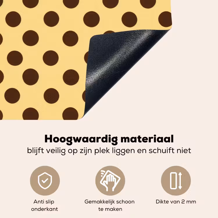 Polka Dot - Stippen - Retro - Geel - Bruin Inductie beschemer met haakjes klein 777 -ky-onderkant-nl