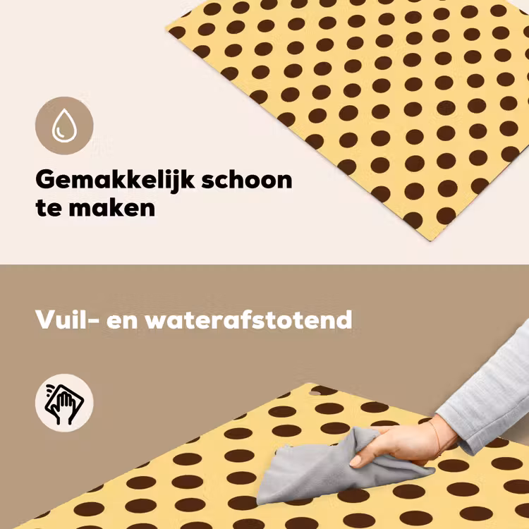Polka Dot - Stippen - Retro - Geel - Bruin Inductie beschemer met haakjes klein 777 -ky-schoon-nl
