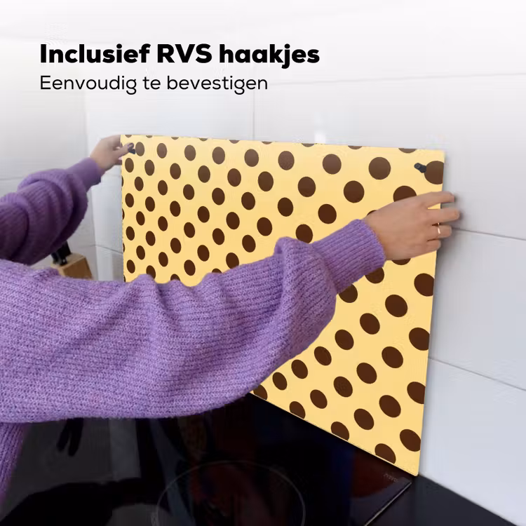 Polka Dot - Stippen - Retro - Geel - Bruin Inductie beschemer met haakjes klein 777 -ky-ophangen-nl