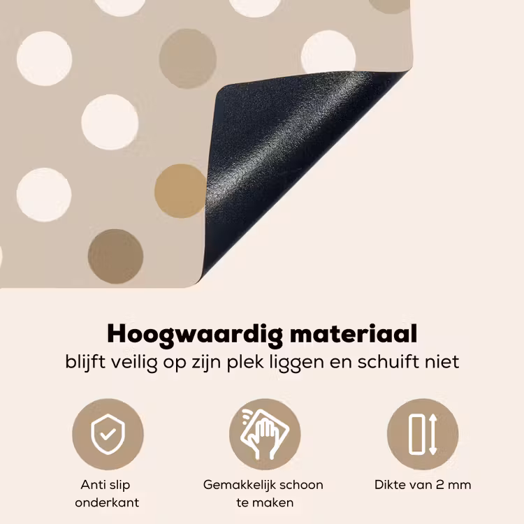 Polka - Dots - Beige Inductie beschemer met haakjes klein 777 -ky-onderkant-nl