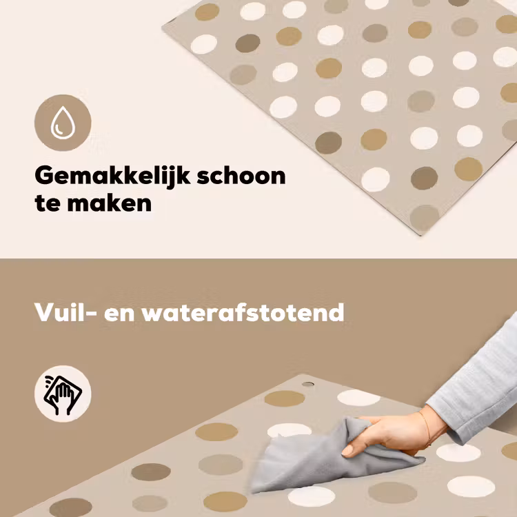 Polka - Dots - Beige Inductie beschemer met haakjes klein 777 -ky-schoon-nl