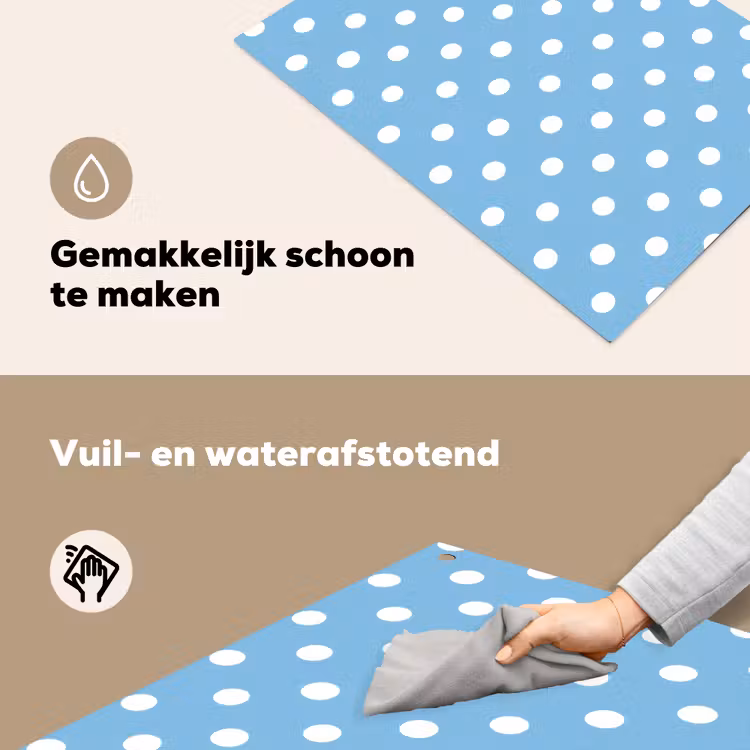 Polka - Dots - Blauw Inductie beschemer met haakjes klein 777 -ky-schoon-nl