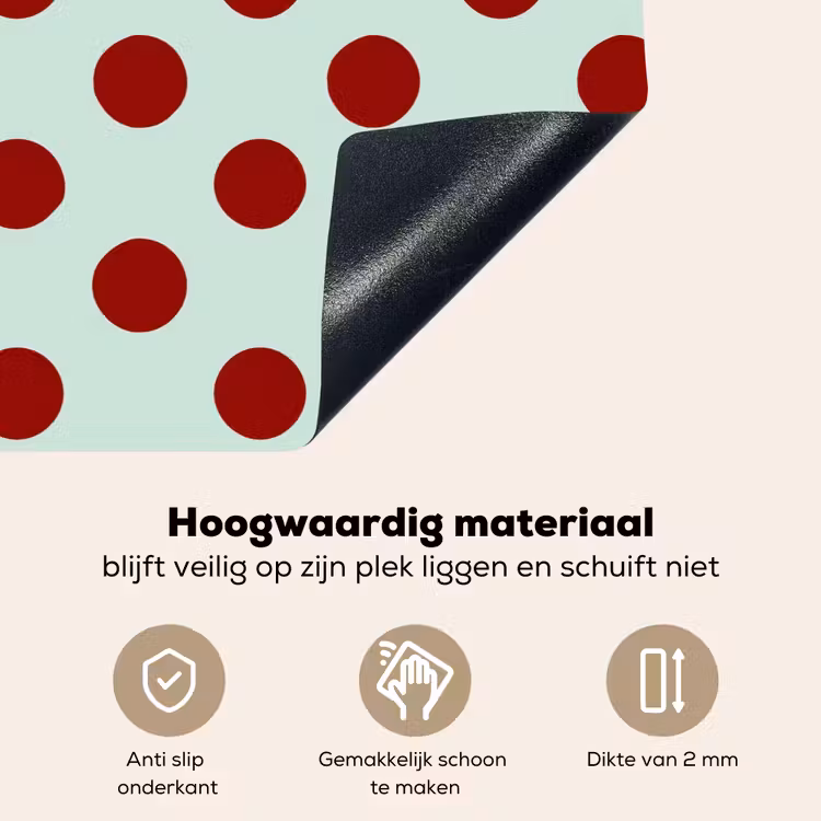 Polka - Dots - Rood Inductie beschemer met haakjes klein 777 -ky-onderkant-nl
