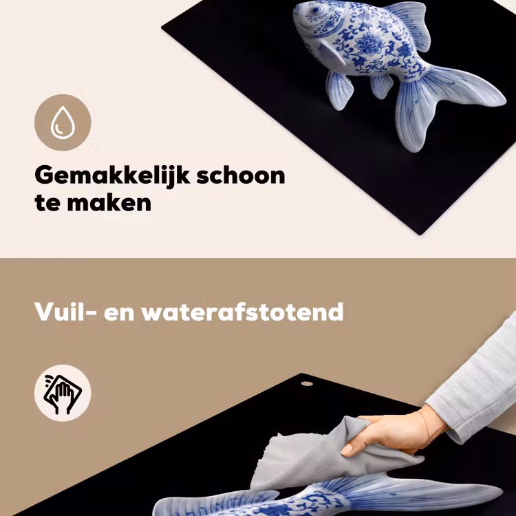 Porselein - Goudvis - Delfts - Blauw Inductie beschemer met haakjes klein -ky-schoon-nl