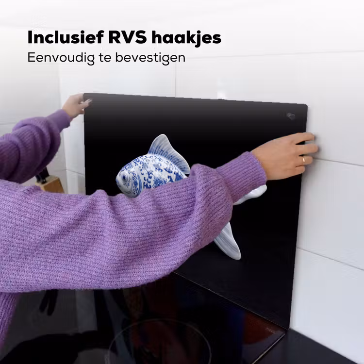 Porselein - Goudvis - Delfts - Blauw Inductie beschemer met haakjes klein -ky-ophangen-nl