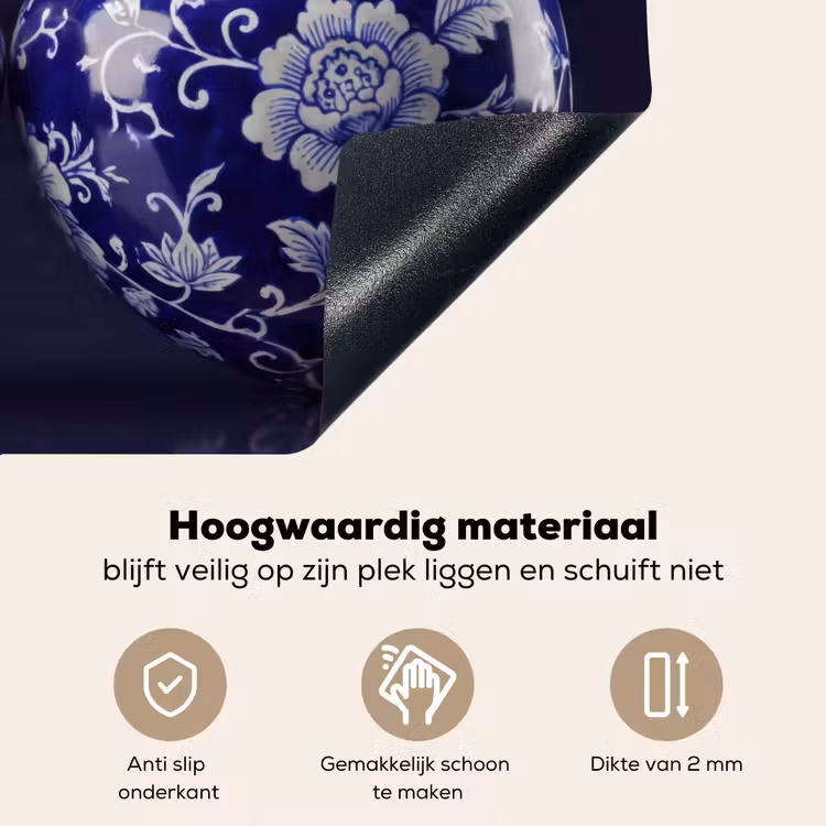 Porselein- Kersen - Delfts - Blauw Inductie beschemer met haakjes klein -ky-onderkant-nl