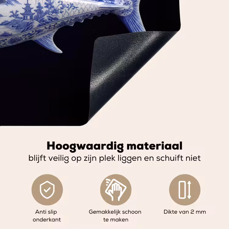 Porselein - Tonijn - Delfts - Blauw Inductie beschemer met haakjes klein -ky-onderkant-nl