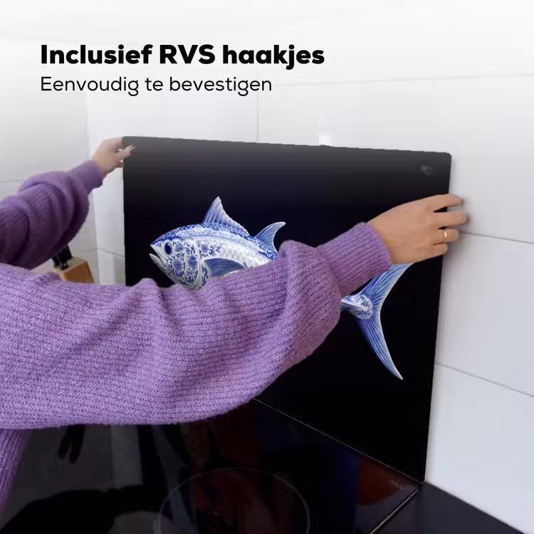 Porselein - Tonijn - Delfts - Blauw Inductie beschemer met haakjes klein -ky-ophangen-nl