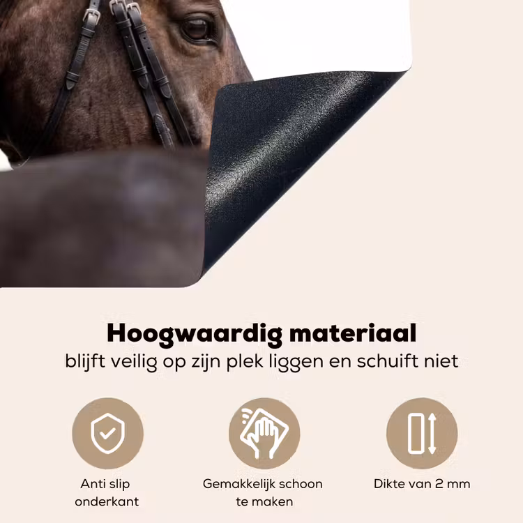 Portret - Paard - Elegant Inductie beschemer met haakjes klein -ky-onderkant-nl