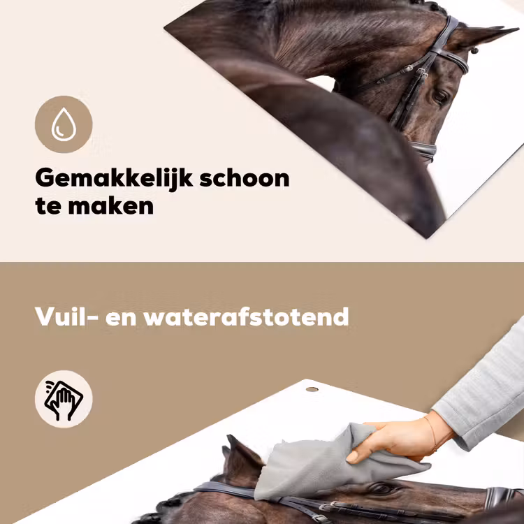 Portret - Paard - Elegant Inductie beschemer met haakjes klein -ky-schoon-nl