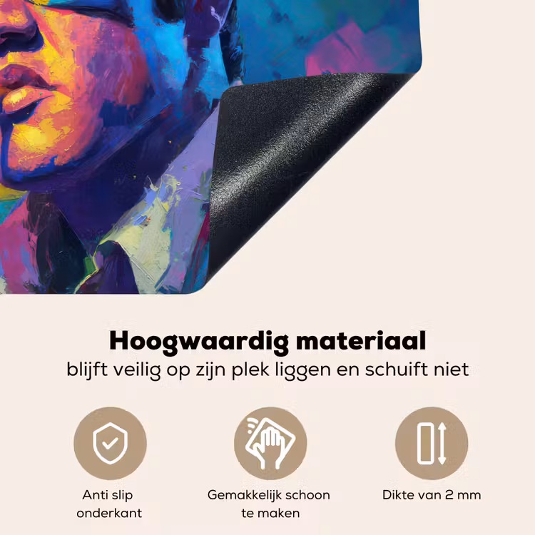 Portret - Sigaret - Kleurrijk - Bril Inductie beschemer met haakjes middel -ky-onderkant-nl