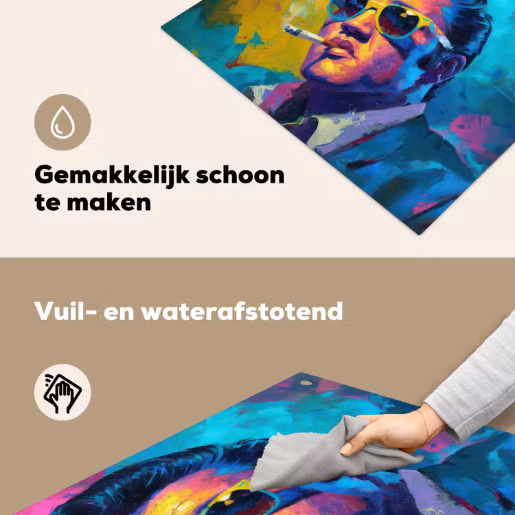 Portret - Sigaret - Kleurrijk - Bril Inductie beschemer met haakjes middel -ky-schoon-nl