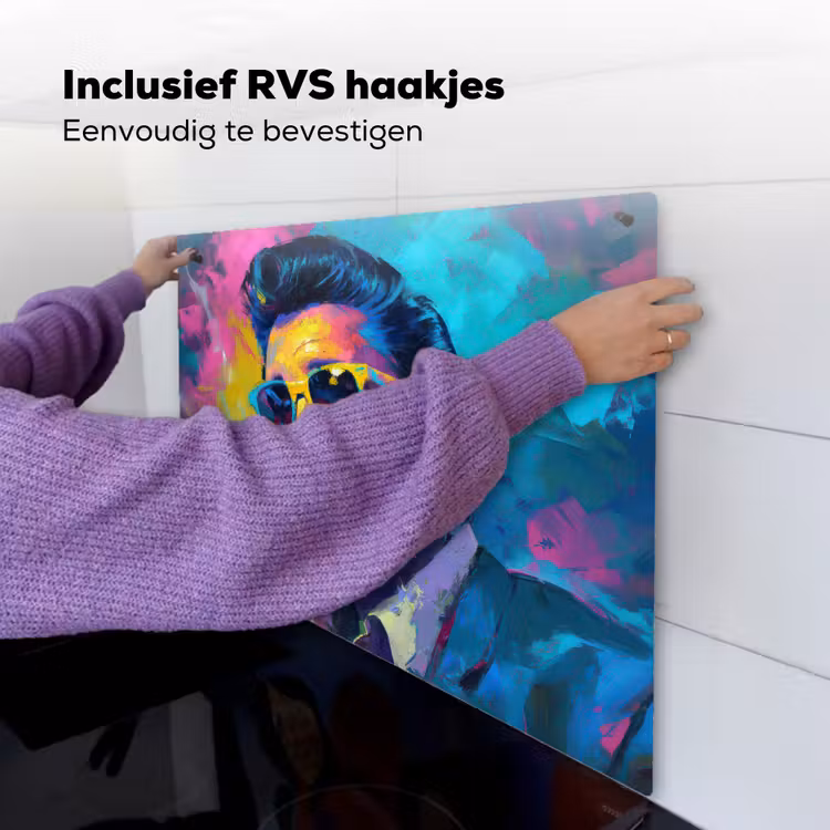 Portret - Sigaret - Kleurrijk - Bril Inductie beschemer met haakjes middel -ky-ophangen-nl