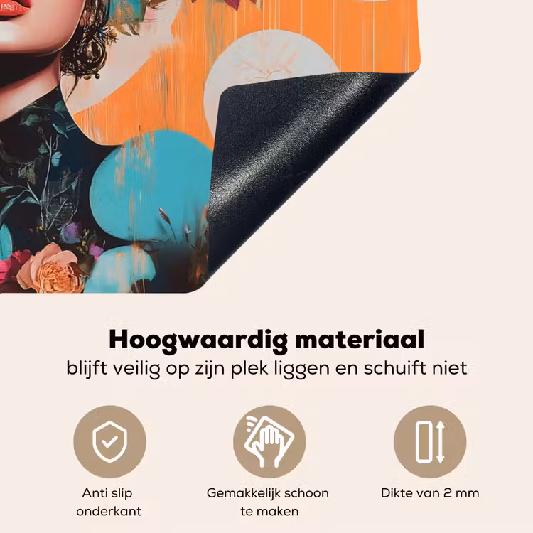 Portret - Vrouw - Abstract - Bloemen Inductie beschemer met haakjes klein -ky-onderkant-nl
