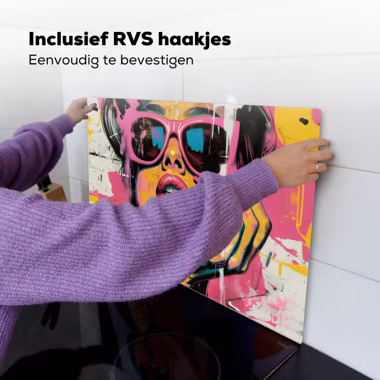 Portret - Vrouw - Abstract - Zonnebril Inductie beschemer met haakjes klein -ky-ophangen-nl