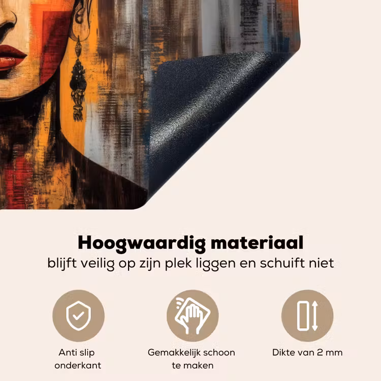 Portret - Vrouw - Bloemen Inductie beschemer met haakjes klein -ky-onderkant-nl