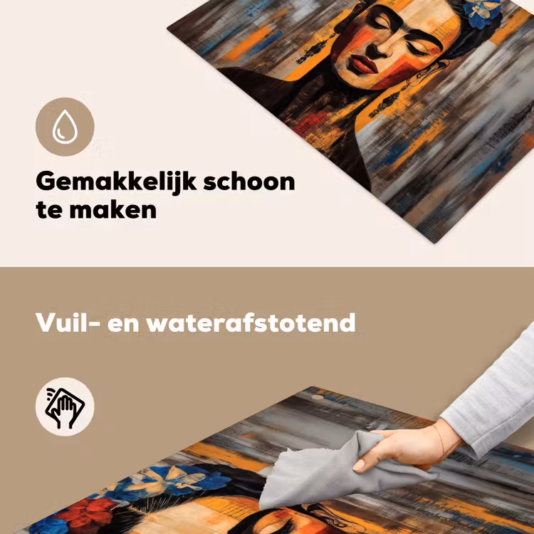 Portret - Vrouw - Bloemen Inductie beschemer met haakjes klein -ky-schoon-nl