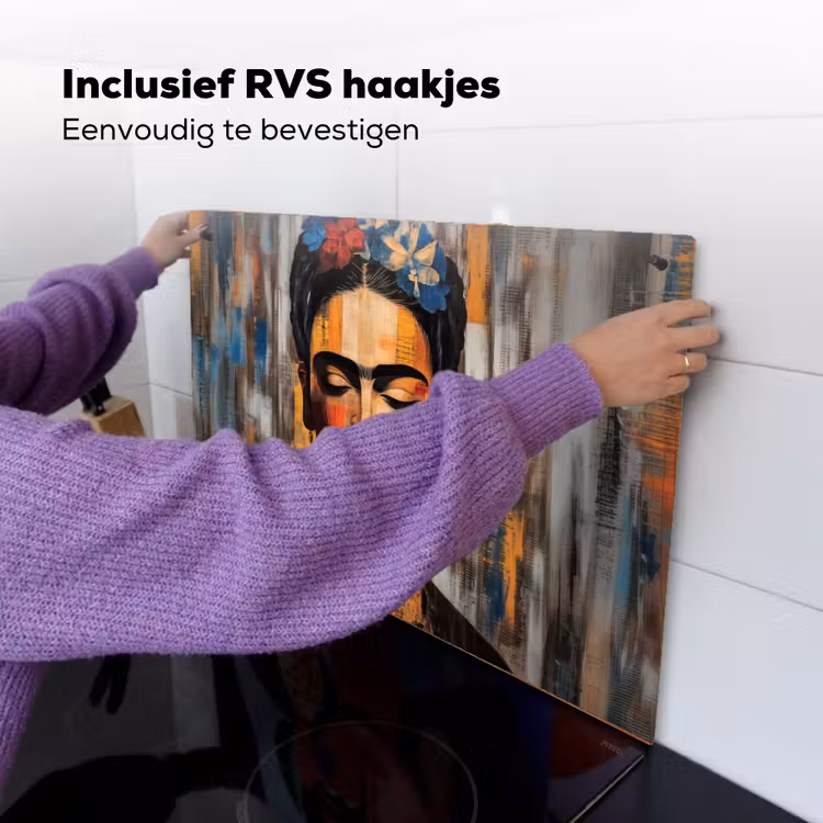 Portret - Vrouw - Bloemen Inductie beschemer met haakjes klein -ky-ophangen-nl
