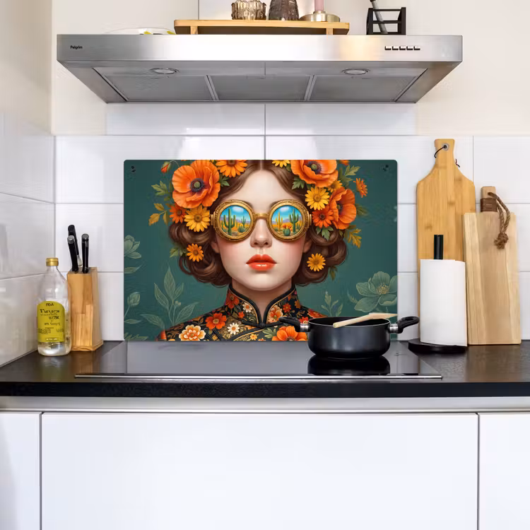 Portret - Vrouw - Kleurrijk - Expressief Inductie beschemer met haakjes klein -sfeer2