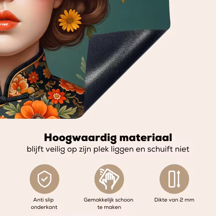 Portret - Vrouw - Kleurrijk - Expressief Inductie beschemer met haakjes klein -ky-onderkant-nl
