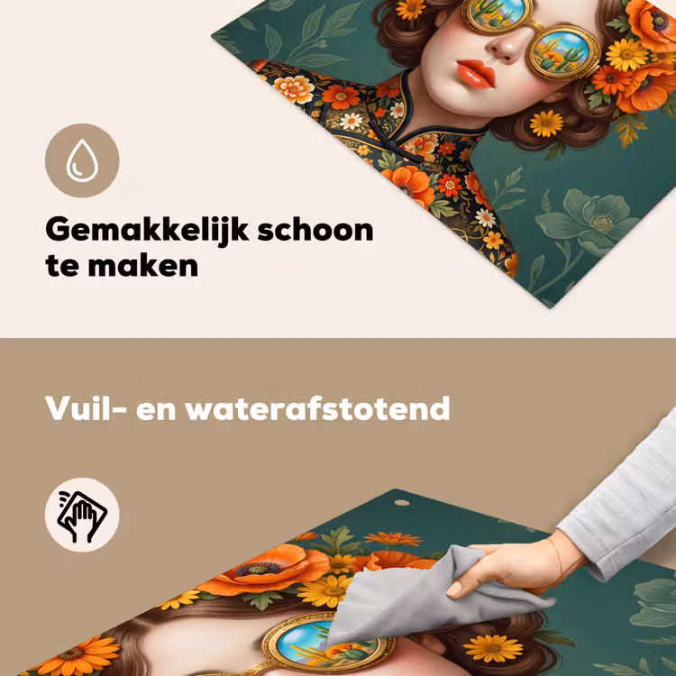 Portret - Vrouw - Kleurrijk - Expressief Inductie beschemer met haakjes klein -ky-schoon-nl