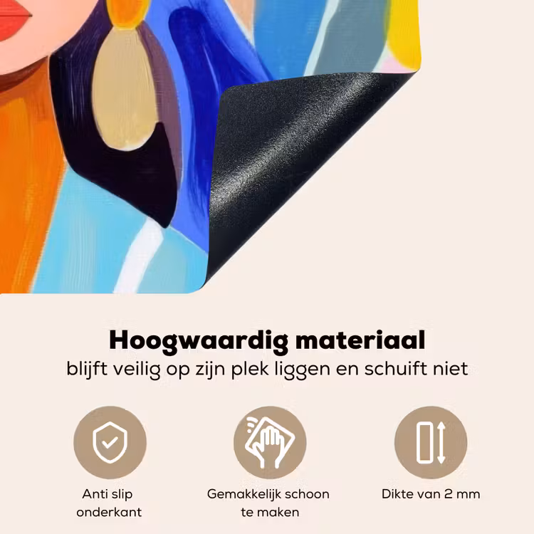 Portret - Vrouw - Modern Inductie beschemer met haakjes klein -ky-onderkant-nl