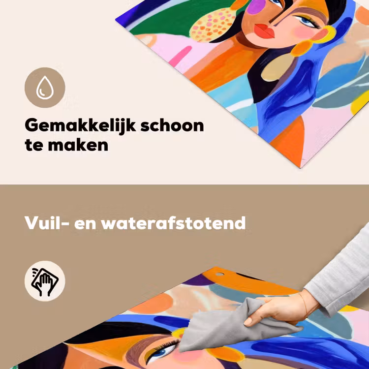 Portret - Vrouw - Modern Inductie beschemer met haakjes klein -ky-schoon-nl