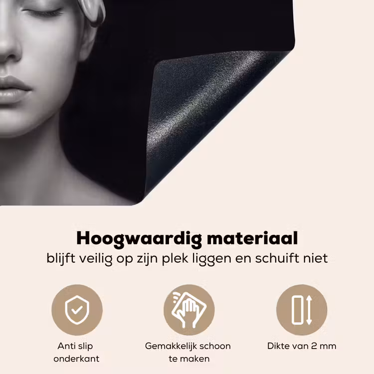 Portret - Zwaan - Zwart - Wit Inductie beschemer met haakjes klein -ky-onderkant-nl