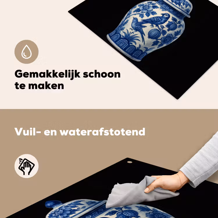 Pot - Delfts Blauw - Bloemen Inductie beschemer met haakjes klein -ky-schoon-nl