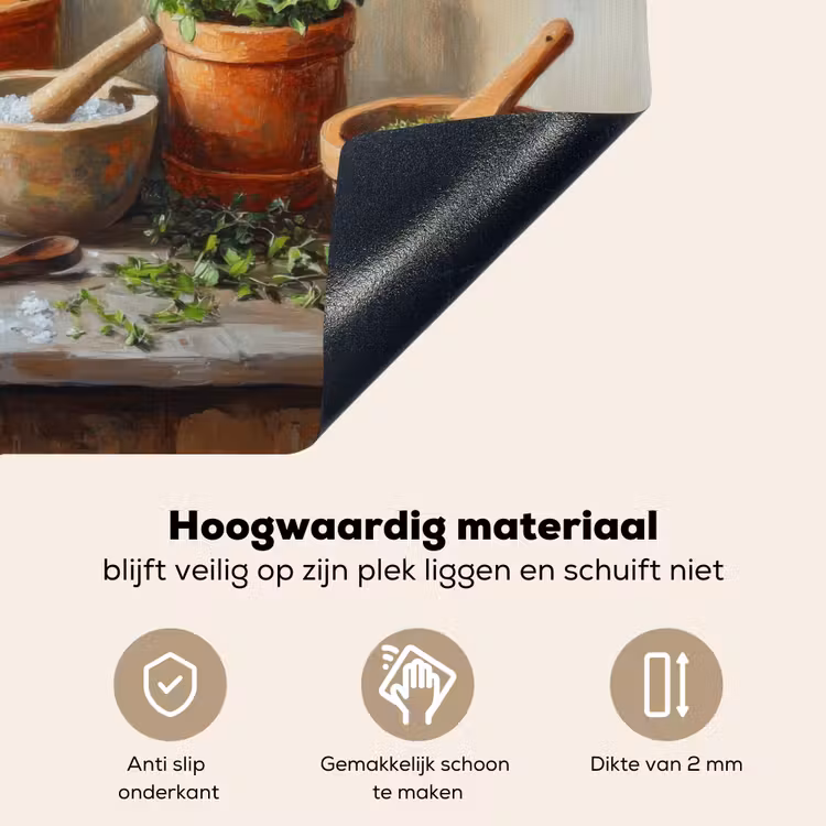 Potten - Kruiden - Hout Inductie beschemer met haakjes klein -ky-onderkant-nl
