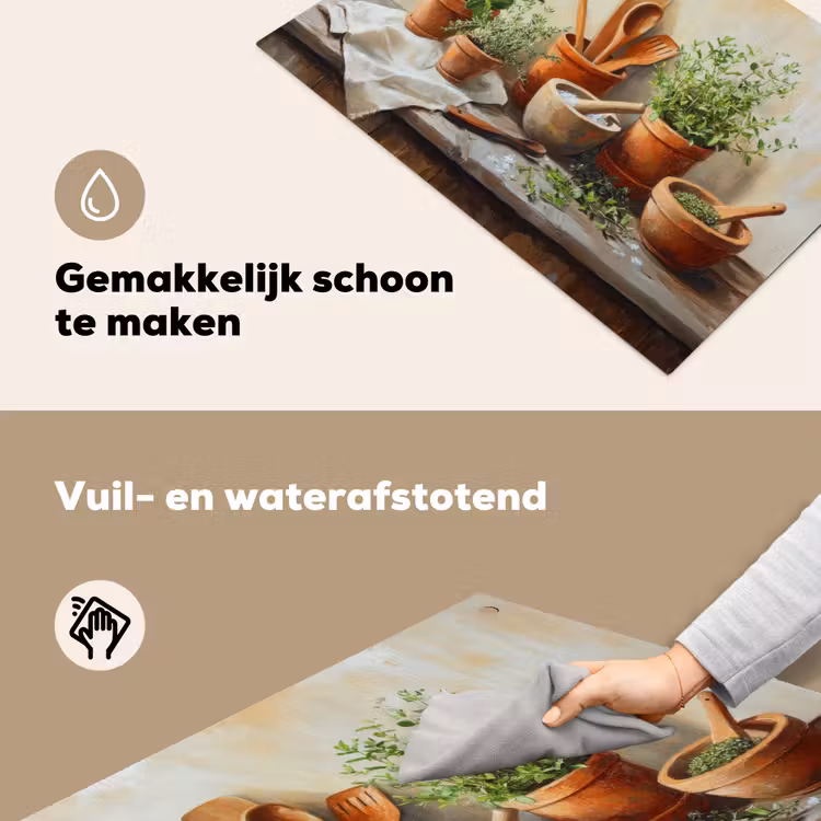 Potten - Kruiden - Hout Inductie beschemer met haakjes klein -ky-schoon-nl